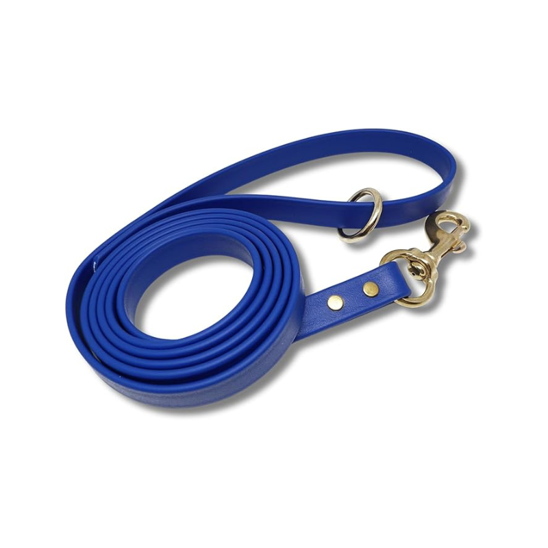 Blue Biothane Dog Training Leash 6 ft leash – waterproof, odor-proof, and easy-to-clean leash for dogs with stainless steel clip and durable hardware.