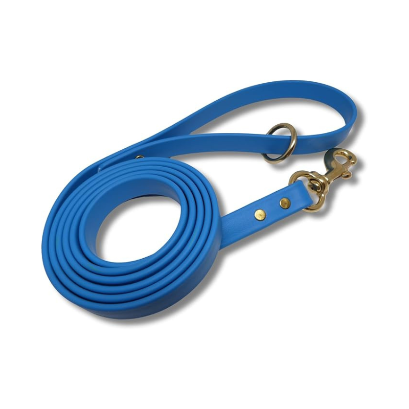 Light Blue Biothane Dog Training Leash 6 ft leash – waterproof, odor-proof, and easy-to-clean leash with stainless steel clip and durable hardware for dogs.