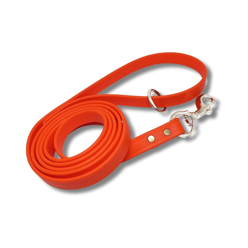 Orange Biothane Dog Training Leash 6 ft leash – waterproof, odor-proof, and easy-to-clean leash with stainless steel clip and durable hardware for dogs.