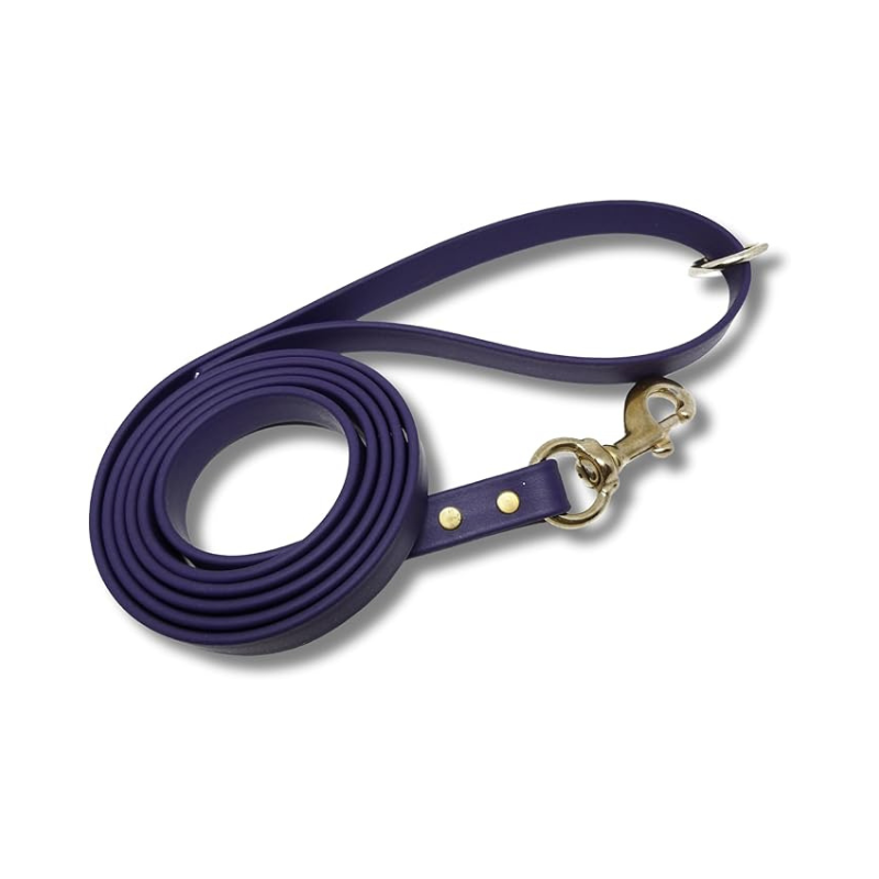 Purple Biothane Dog Training Leash 6 ft leash – waterproof, odor-proof, and easy-to-clean leash with stainless steel clip and durable hardware for dog training.