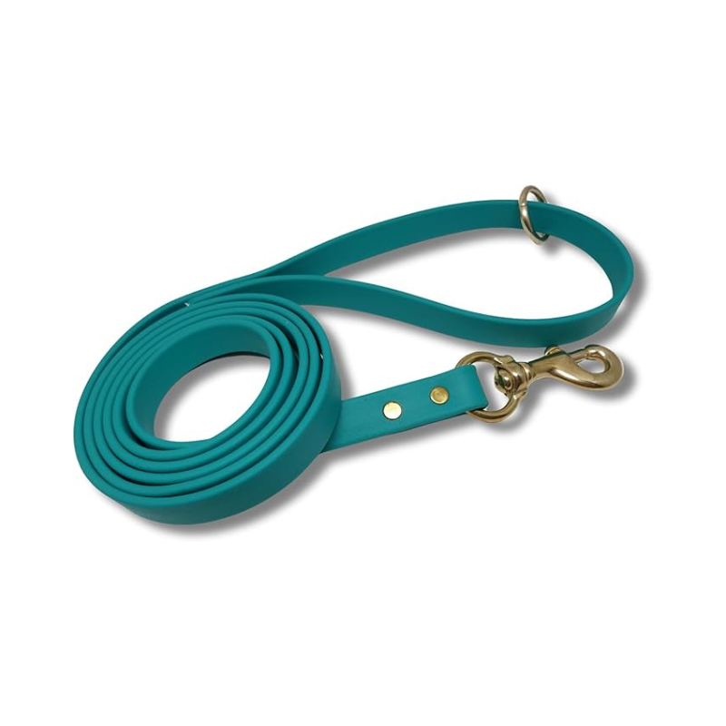 Turquoise Biothane Dog Training Leash 6 ft leash – waterproof, odor-proof, and easy-to-clean leash with stainless steel clip and durable hardware for dogs.