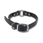 Black Biothane O Ring Dog Collar  – waterproof, odor-proof, and easy-to-clean adjustable collar for dogs with strong stainless steel hardware.