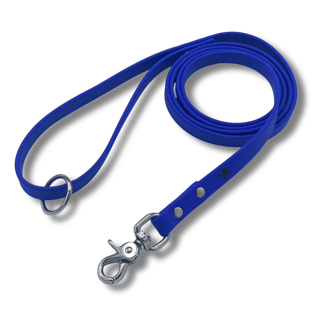 Jim Hodges Dog Training Inc. Blue Biothane Dog Training Leash with stainless steel snap hook, waterproof odor-proof heavy-duty leash, durable lightweight dog leash for training and walking all breeds