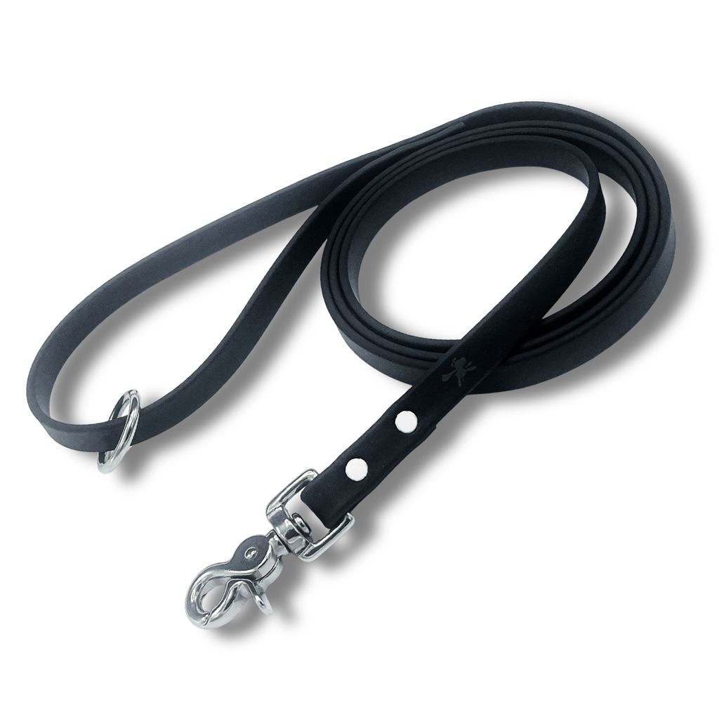 Jim Hodges Dog Training Inc. Black Biothane Dog Training Leash with stainless steel snap hook, waterproof odor-proof heavy-duty leash for professional dog training and walking, durable lightweight leash for all breeds
