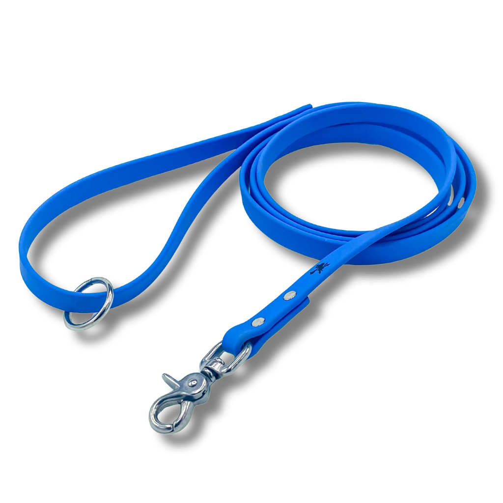 Jim Hodges Dog Training Inc. Light Blue Biothane Dog Training Leash with stainless steel snap hook, waterproof odor-proof heavy-duty dog leash for professional training and walking, durable lightweight leash for all breeds