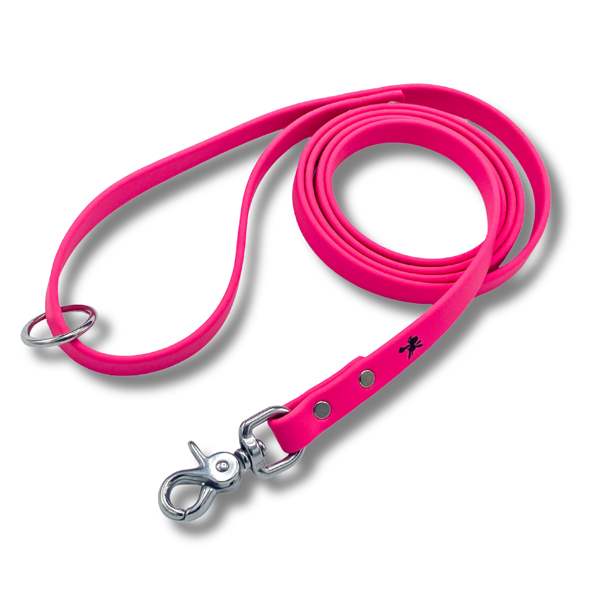 Jim Hodges Dog Training Inc. Pink Biothane Dog Training Leash with stainless steel snap hook, waterproof odor-proof heavy-duty dog leash for professional training and walking, durable lightweight leash for all breeds