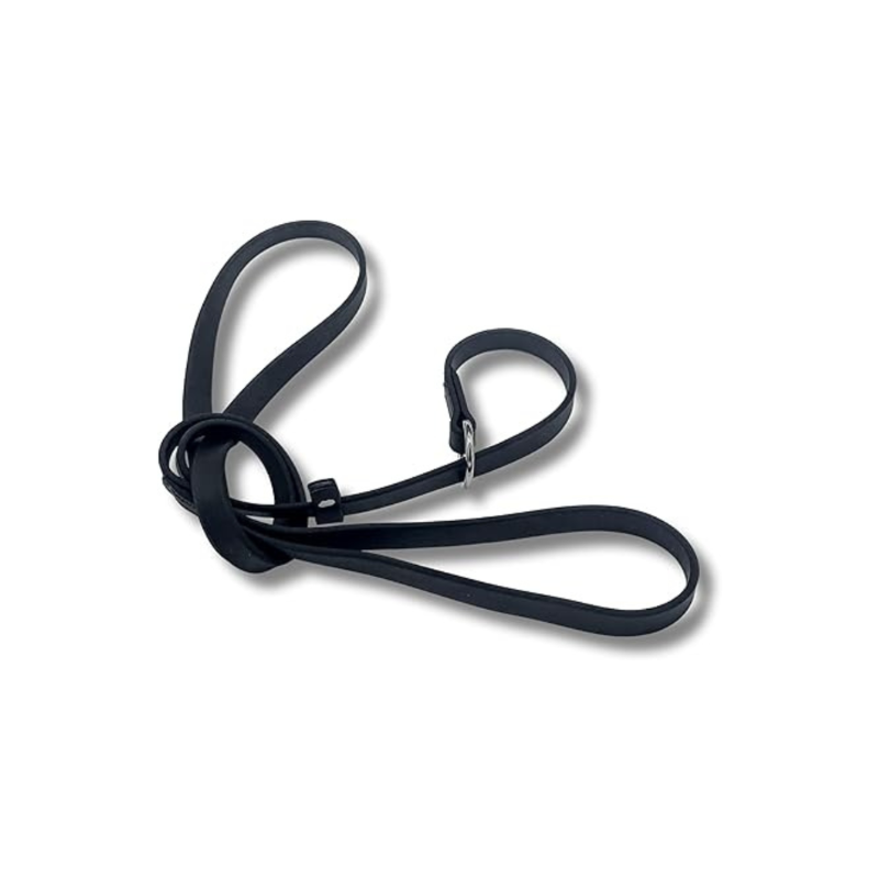 Jim Hodges Dog Training Inc black Biothane slip leash for dogs, waterproof odor-free training lead with stainless steel hardware, easy-clean USA made 5ft leash