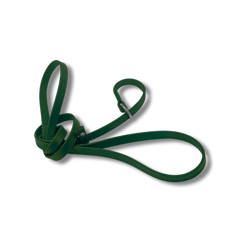 Jim Hodges Dog Training Inc green Biothane slip leash for dogs, waterproof odor-free training lead with stainless steel hardware, easy-clean USA made 5ft leash