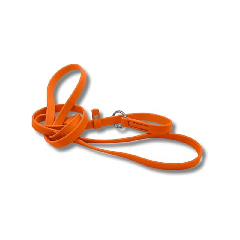 Jim Hodges Dog Training Inc orange Biothane slip leash for dogs, waterproof odor-free training lead with stainless steel hardware, easy-clean USA made 5ft leash