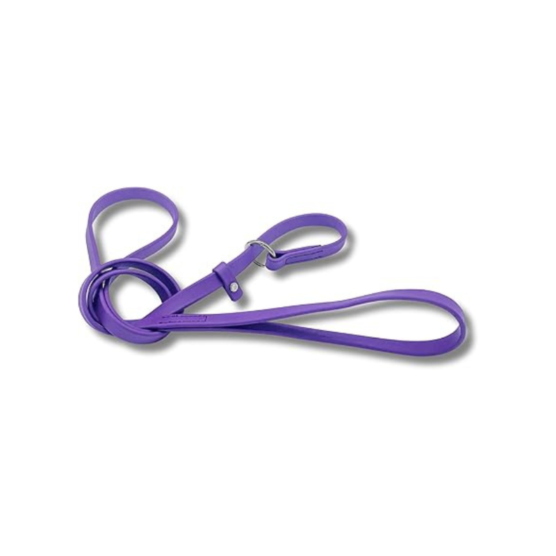 Jim Hodges Dog Training Inc purple Biothane slip leash for dogs, waterproof odor-free training lead with stainless steel hardware, easy-clean USA made 5ft leash