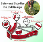 Red Martingale Collar for Dogs with stainless steel buckle and rust-resistant chain — no-pull Biothane training collar with adjustable size and heavy-duty D-ring for strong, safe dog control by Jim Hodges Dog Training.