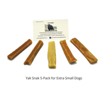 Yak Snak 5-pack Himalayan dog chews for extra small dogs, 100% natural yak milk treats, gluten-free and preservative-free.